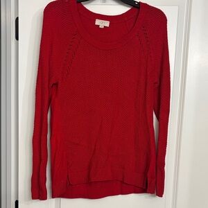 LOFT Women's Vibrant Red Crew Neck Sweater